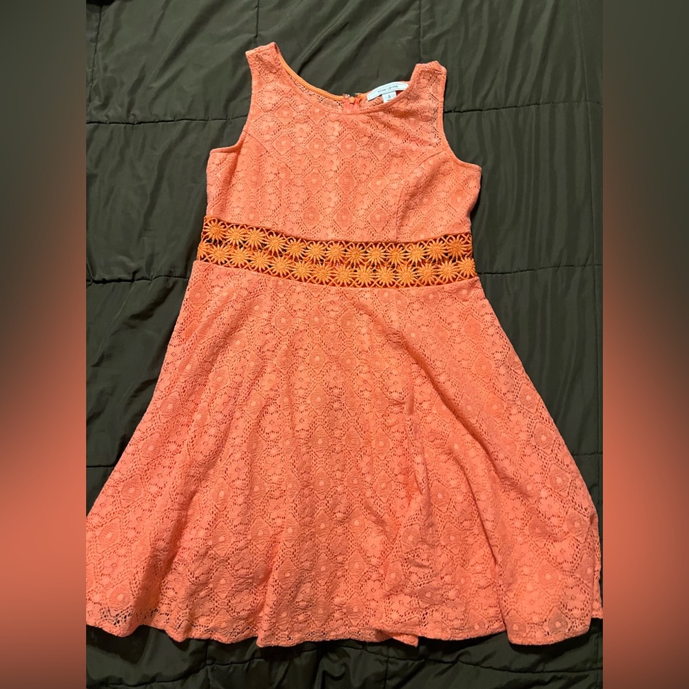 Adam Levine Orange Sleveless Lace Dress Small